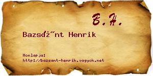 Bazsánt Henrik névjegykártya